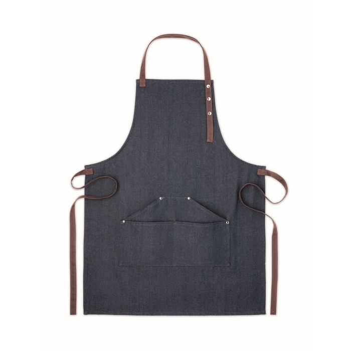 Denim kitchen apron with adjustable neck strap, 240 g/m2