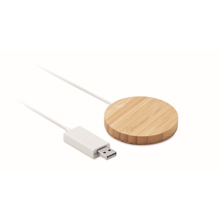 Magnetic wireless phone charger made from natural bamboo wood
