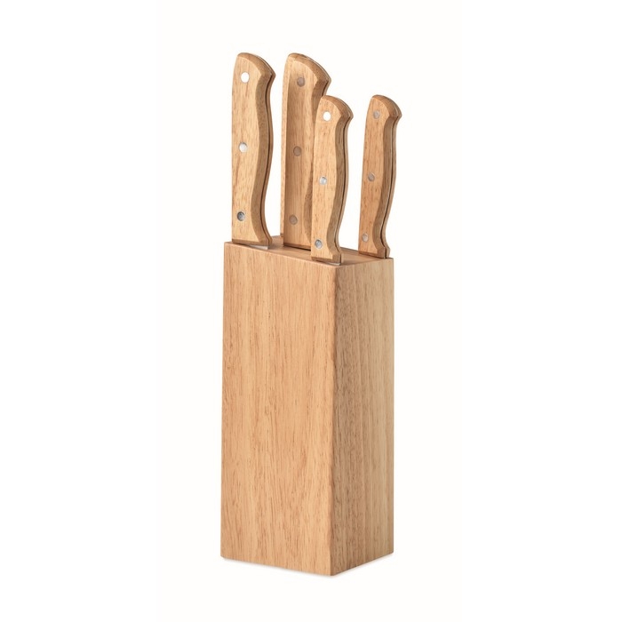 5-piece wooden knife set in a block as a promotional gift