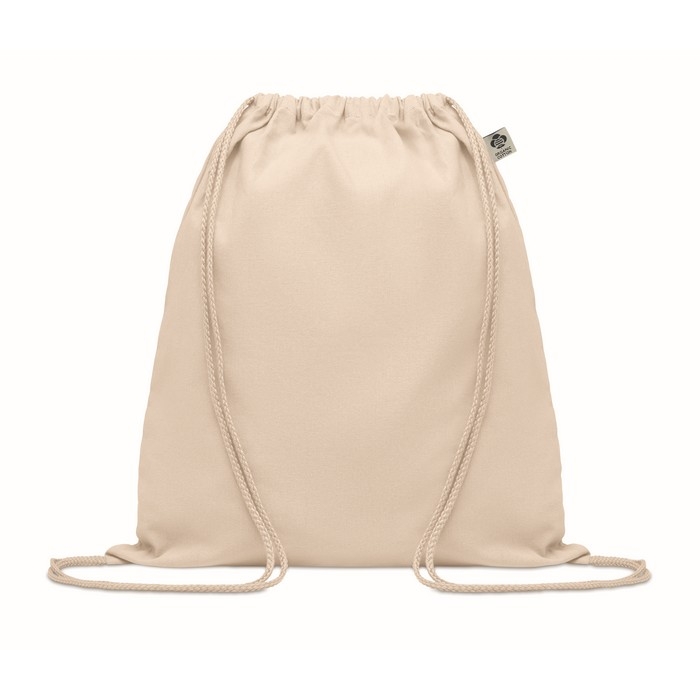 Drawstring bag, organic cotton, drawstring, natural tone, 140 g/m2
