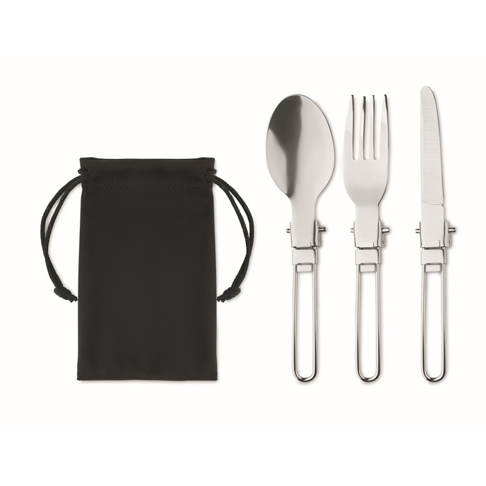 Collapsible stainless steel cutlery set for promotional use