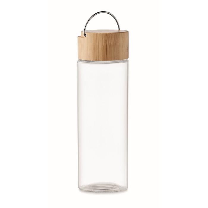 Bottle with leak-proof bamboo cap and handle, 500 ml
