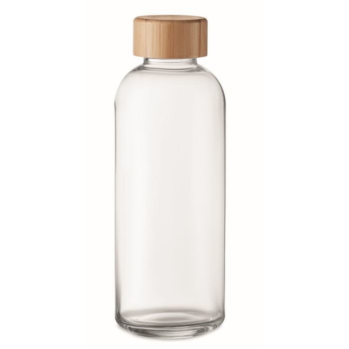Glass bottle with leak-proof bamboo cap, 650 ml
