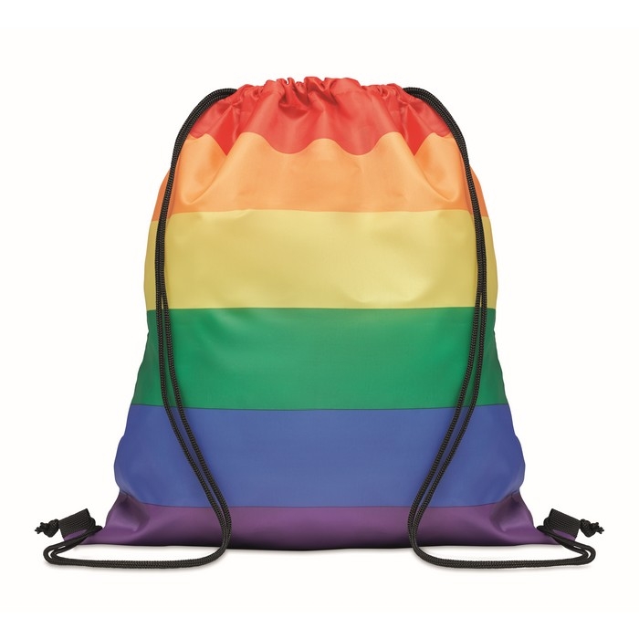 Drawstring bag, RPET, eye-catching rainbow colours