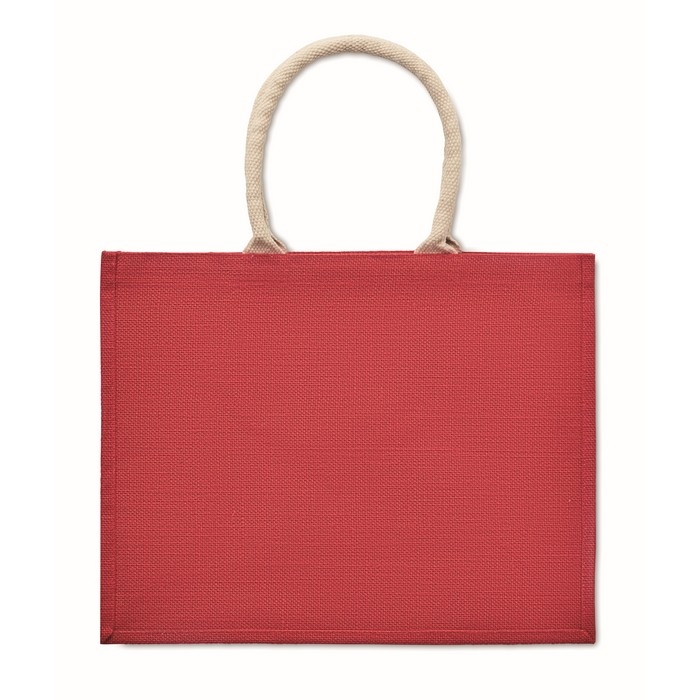 Colourful promotional jute bag with short handles