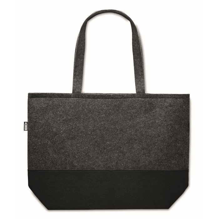 Shopping bag made of RPET felt with coloured bottom