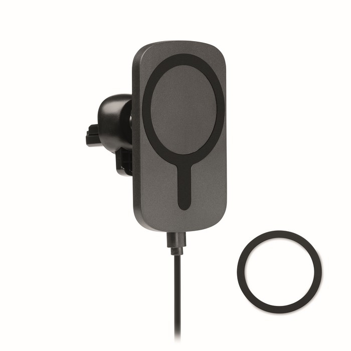 Magnetic wireless, in-car, mobile phone charger, LED display