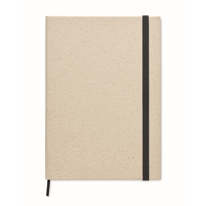 Notebook with hard cover and lined, grass paper pages, A5