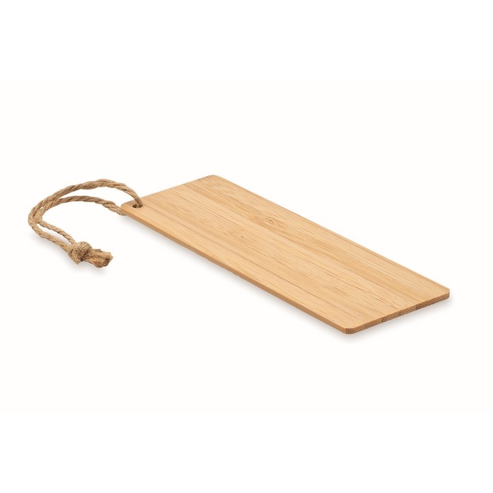 Bookmark made of sustainable bamboo with jute cord