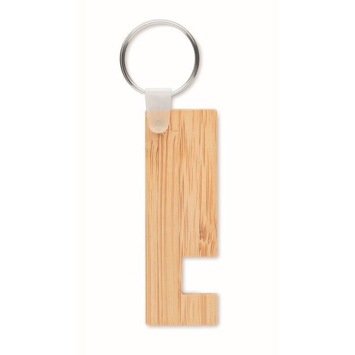 Bamboo keyring with mobile phone holder