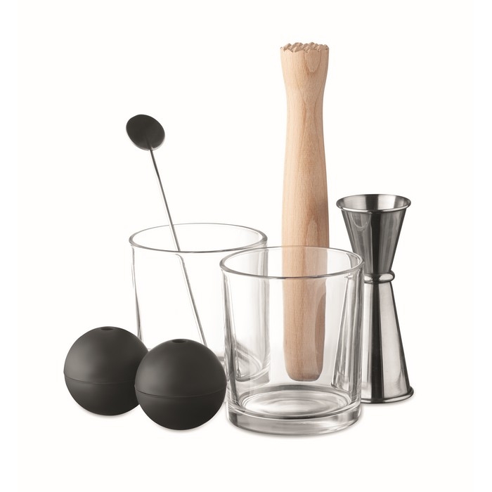 7-piece stainless steel cocktail set, glasses, stirrers & more