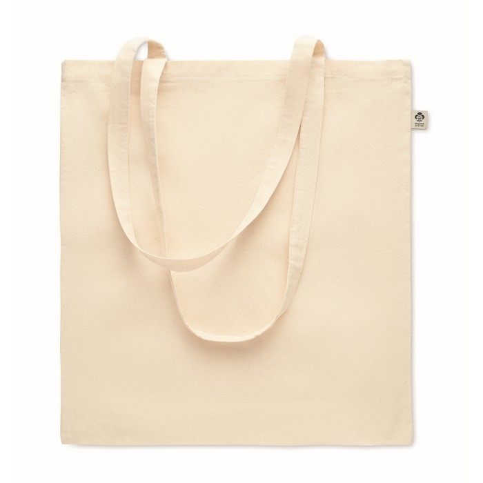 Organic cotton canvas tote bag with long handles, 180 g/m²