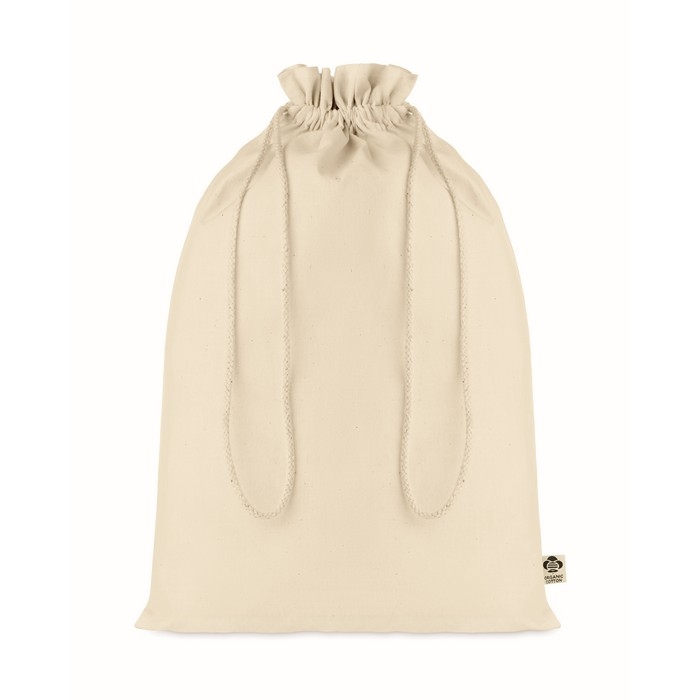 Large organic cotton, drawstring gift bag, 105 g/m2