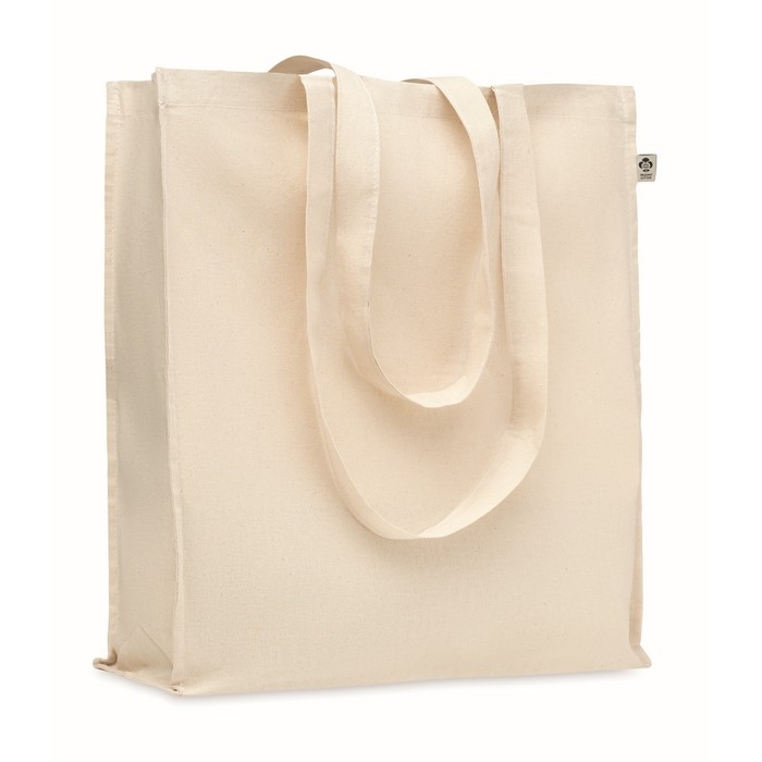 Organic tote bag with bottom gusset, natural look, 140 g/m2