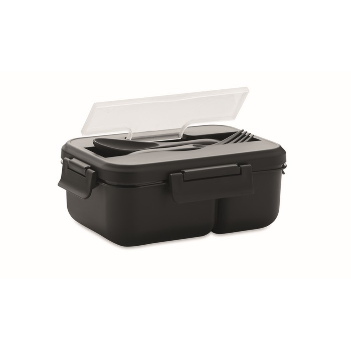 Tupperware made of PP with cutlery, handle and 2 levels, 1 L