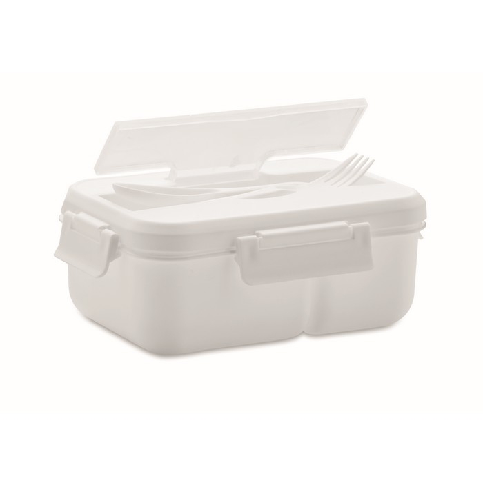 Tupperware made of PP with cutlery, handle and 2 levels, 1 L
