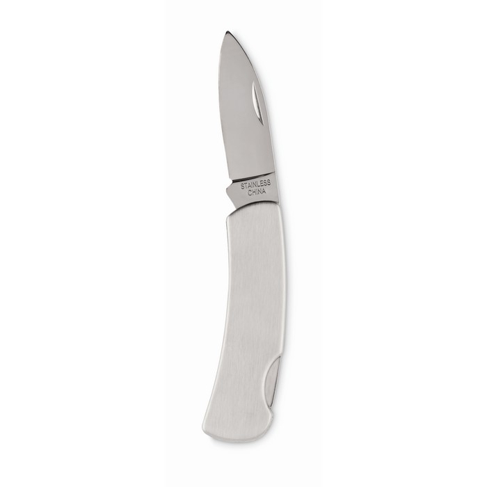 Stainless steel and metal folding knife with one blade
