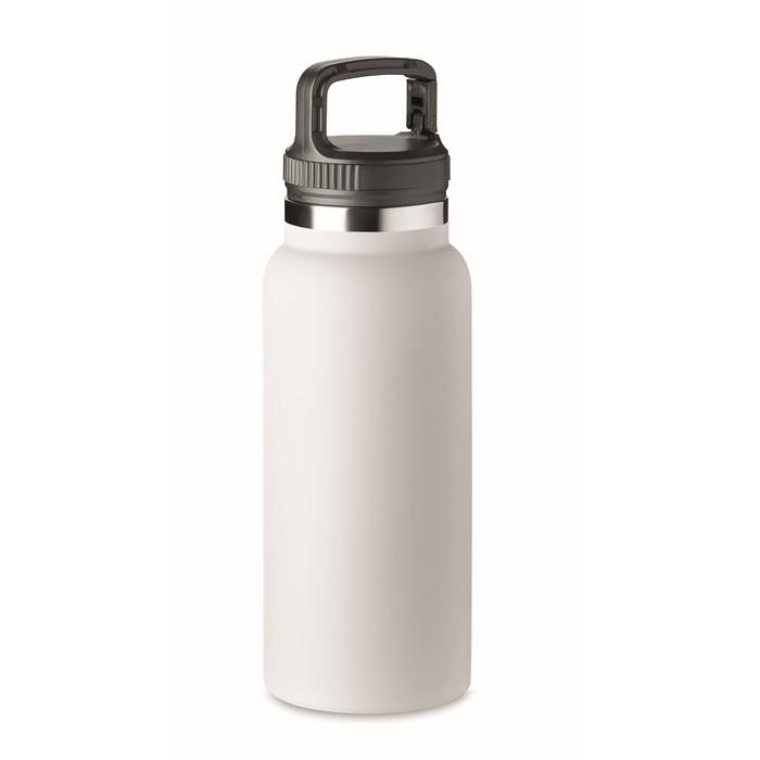 Large stainless steel thermos bottle, handle with clip, 970 ml