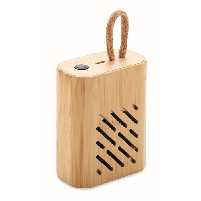 Compact bamboo portable 5.0 Bluetooth speaker with light