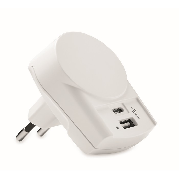 European charger with Type-A and Type-C connectors
