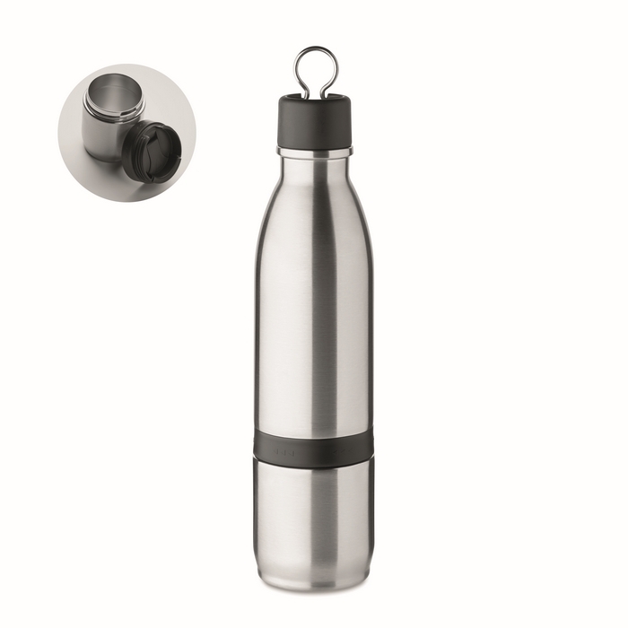 Thermal bottle with glass and hinged lid, 500 ml