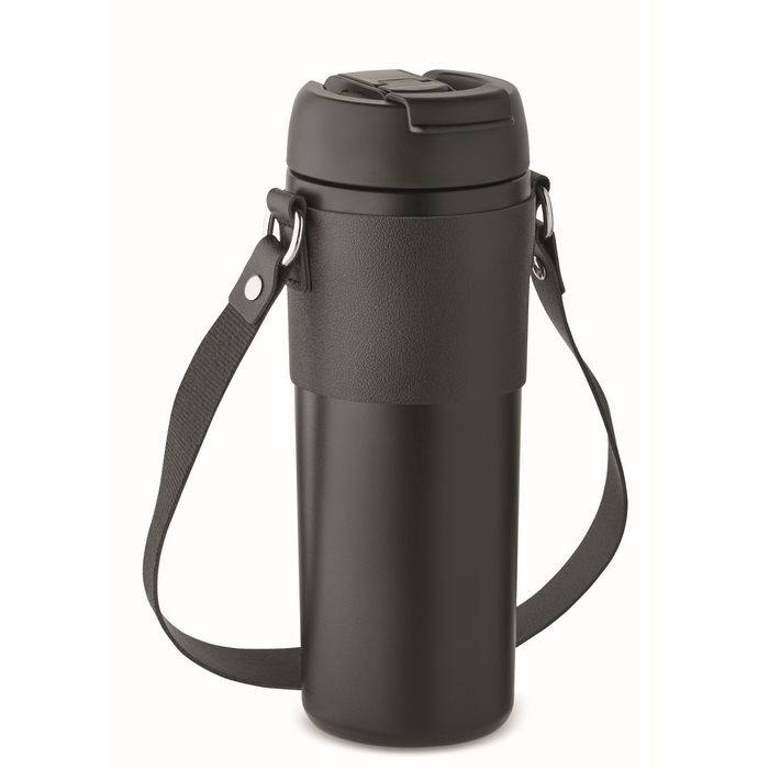 Leak-proof stainless steel mug with lid and strap, 700 ml