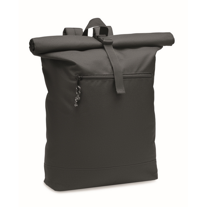 Backpack with roll top zip and padded back