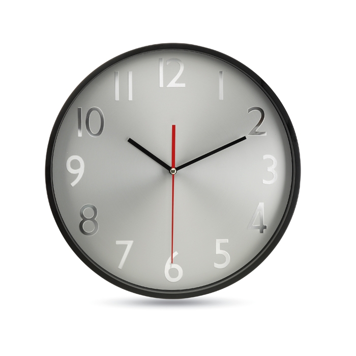 Attractive analogue wall clock made of aluminium and plastic
