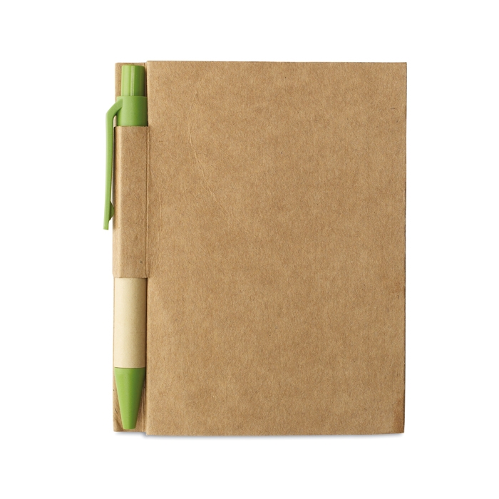 Notebook with mini pen made of recycled materials, A7