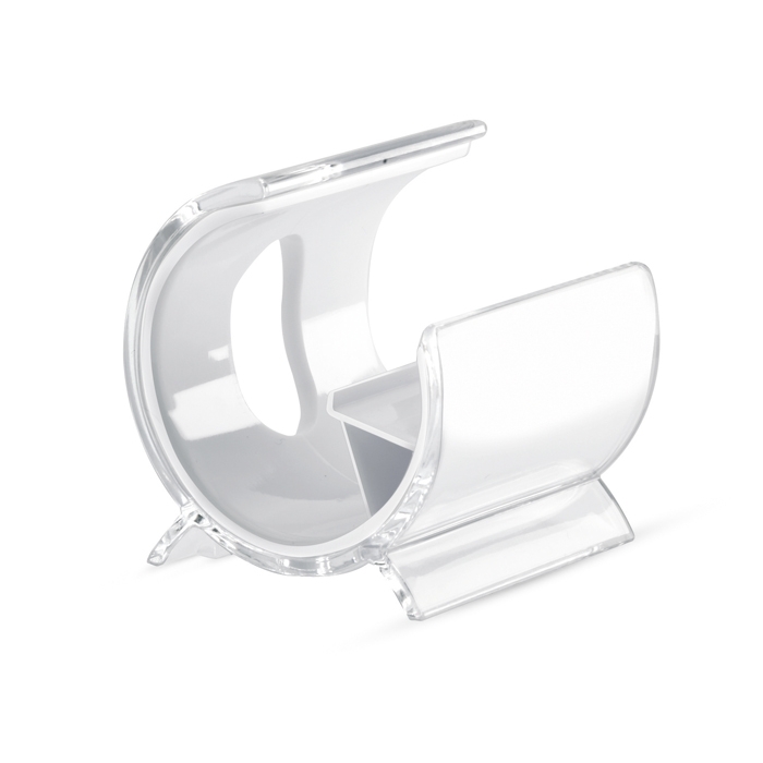 Phone holder with transparent plastic