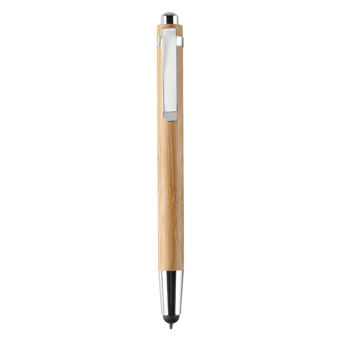 Sustainable bamboo stylus pen with blue ink & laser engraving