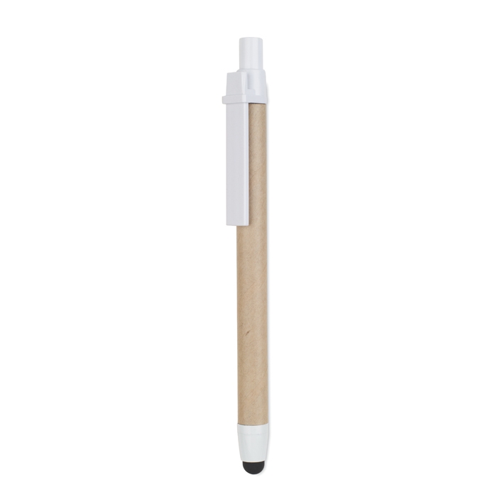 Pen & stylus, sustainably made of recycled cardboard, blue ink