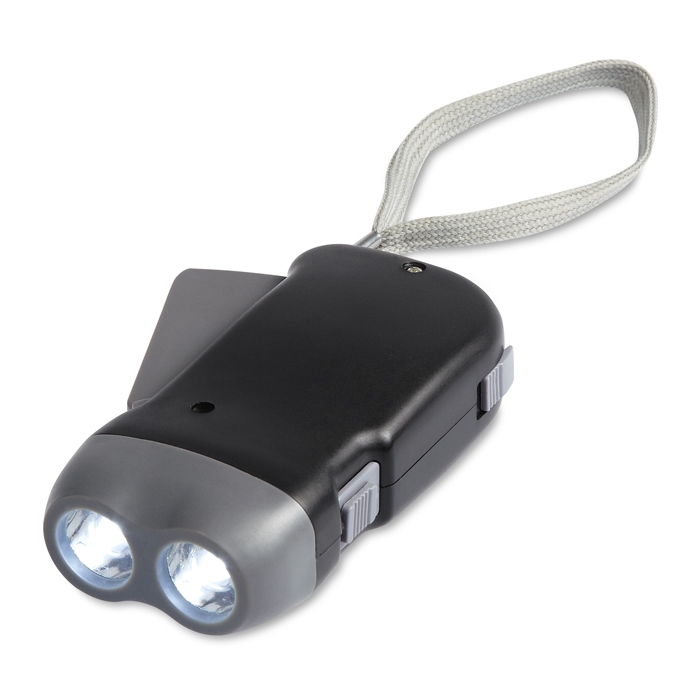 LED torch, dynamo powered, for promotional gifting