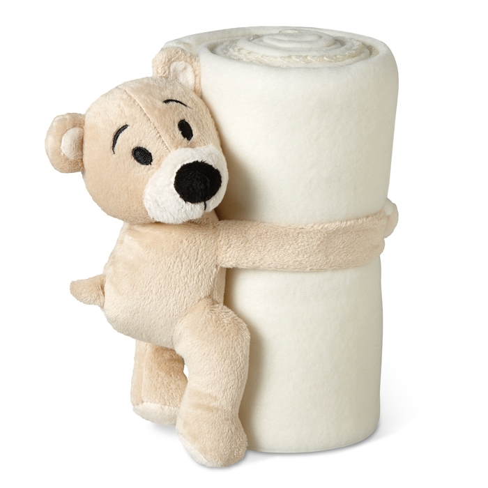 Fleece blanket with a teddy bear for children