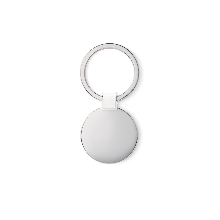 Round shiny nickel keyring