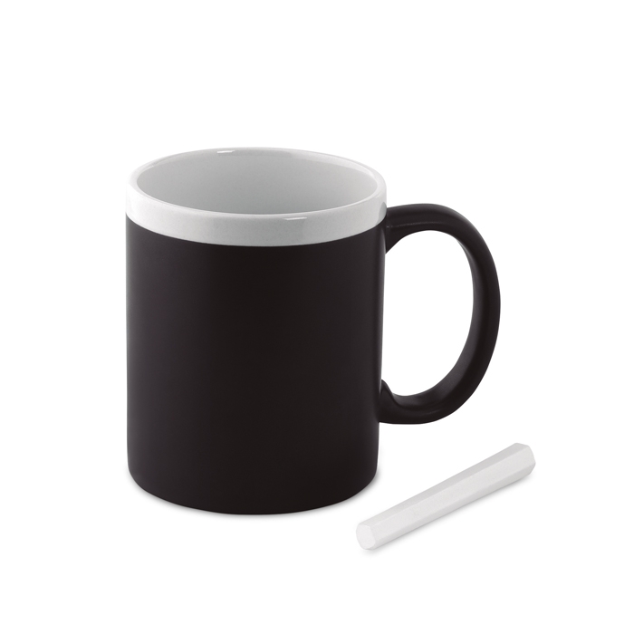 Ceramic chalkboard mug with chalk, 330 ml