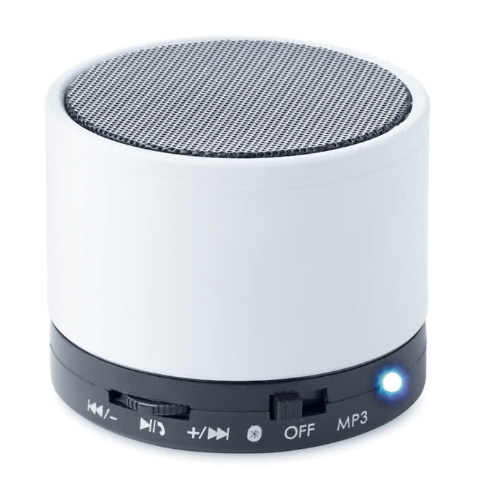Round Bluetooth speaker with coloured LEDs