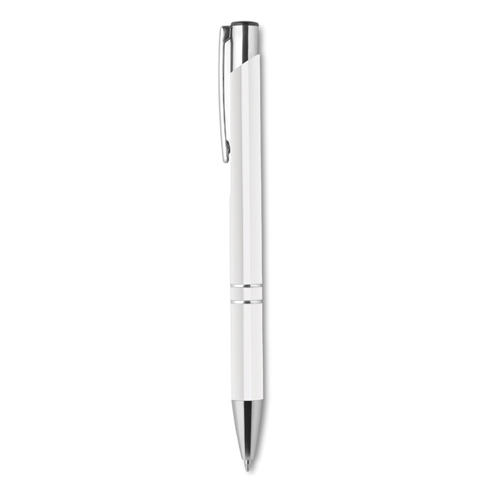 Corporate ballpoint pen made of shiny aluminium