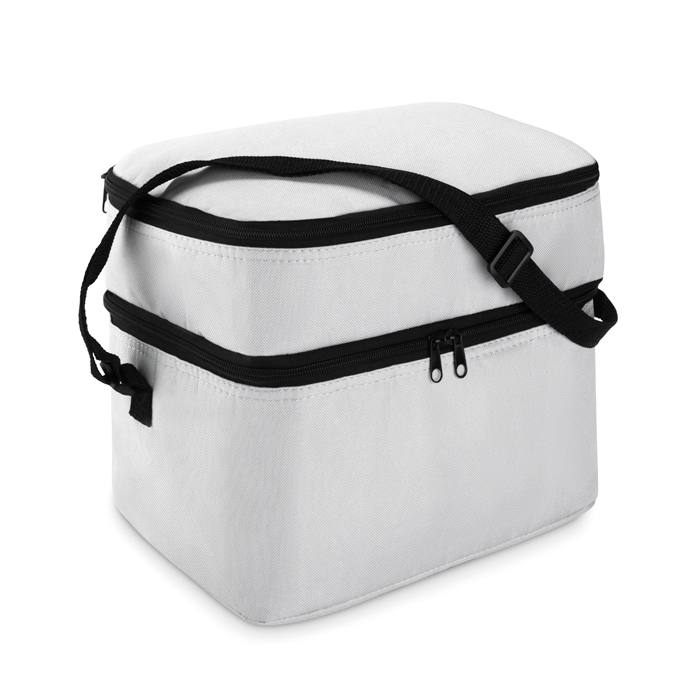 Cooler bag, polyester, with 2 zip compartments, shoulder strap