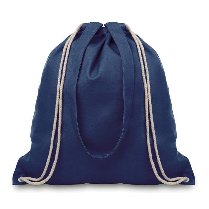 Drawstring bag made of coloured canvas with long handles