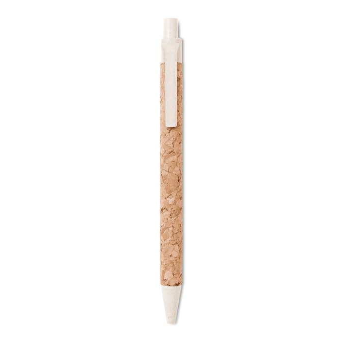 Sustainable cork ballpoint pen with blue ink