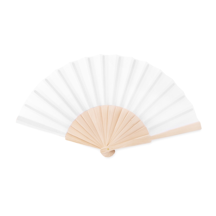 Affordable hand fan made of wood and polyester for events