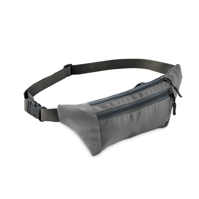 Double zip multi-pocket polyester bum bag