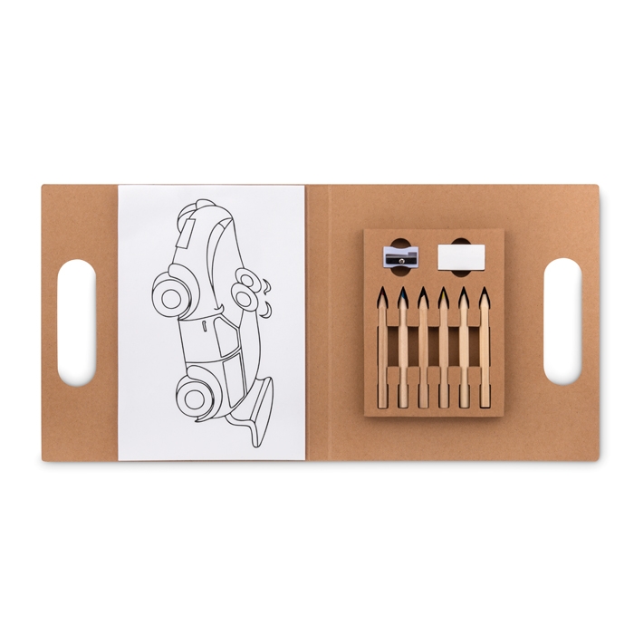 Original children's colouring set with pages