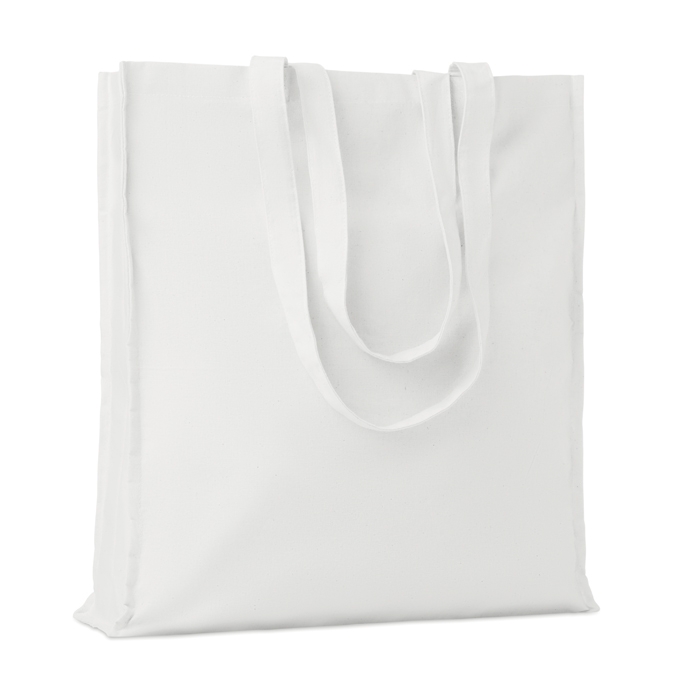 Eco cotton bag with reinforced long handles, 140 g/m2