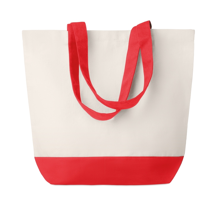 Canvas shopping bag with coloured base, 170 g/m2