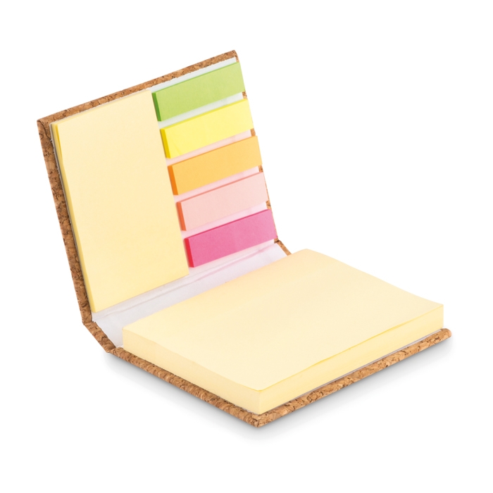 Notepad set with cork cover with sticky notes