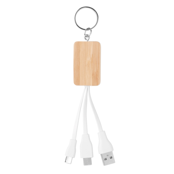 Bamboo keyring with USB cables for promotions