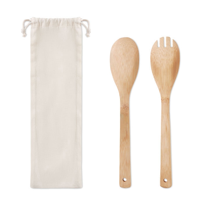 Bamboo salad servers in a bag, for cooks