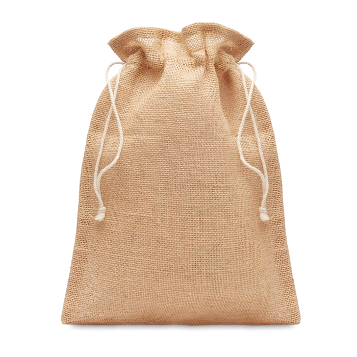 Medium-sized jute bag with cord closure, 25x32 cm